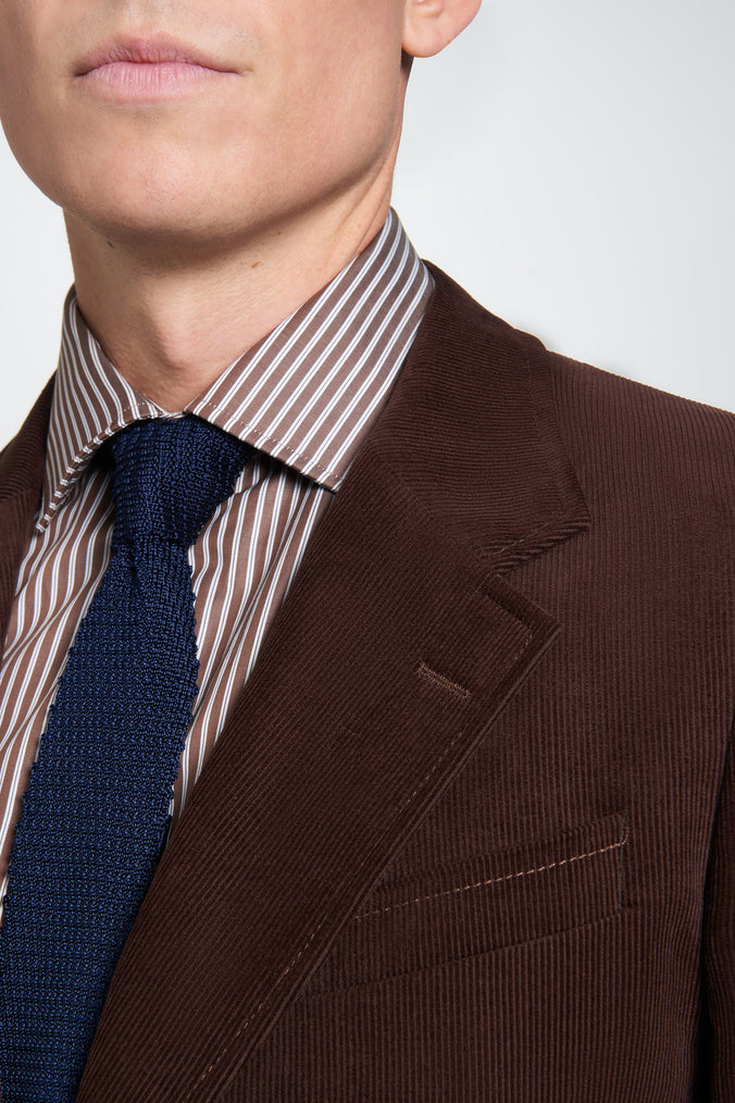 Deep Brown Classic Fit Unstructured Cord Jacket