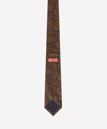 Deep Brown & Black Contrast Paisley Silk Tie