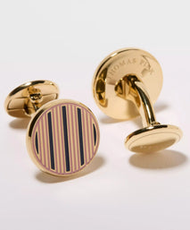 Pale Pink & Blue Enamel Striped Cufflinks