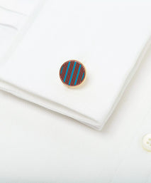 Turquoise Blue & Pink Enamel Striped Cufflinks