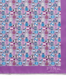 Purple & Multicolour Small Jockey All Over Printed Silk Pocket Square