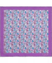 Purple & Multicolour Small Jockey All Over Printed Silk Pocket Square