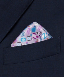 Purple & Multicolour Small Jockey All Over Printed Silk Pocket Square