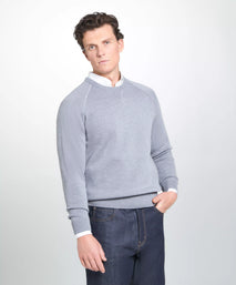 Pale Grey Knitted Crew Neck Sweatshirt