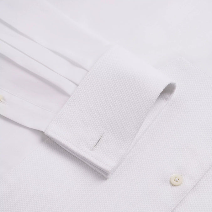 White Slim Fit Double Cuff Marcella Twill Evening Shirt