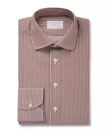 Brown & White Tailored Fit Capri Stripe Shirt Formal Shirt