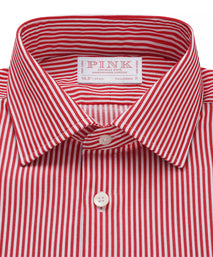 Red & White Tailored Fit Capri Stripe Shirt Formal Shirt