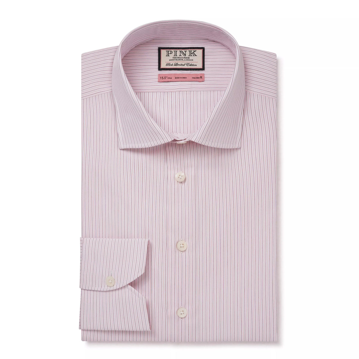 Pale Pink & White Tailored Fit Formal Fine Vintage Stripe Shirt