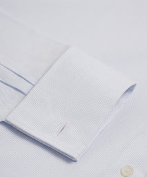Pale Blue & White Slim Fit Double Cuff Pin Stripe Formal Shirt