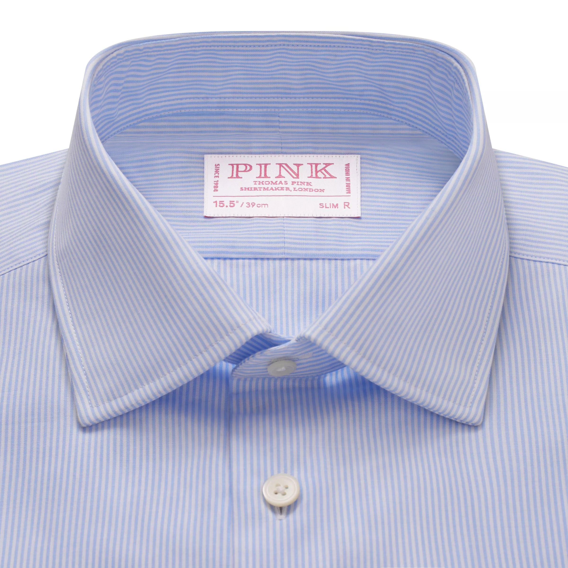 Sapphire Blue & White Slim Fit Panama Thin Stripe Formal Shirt