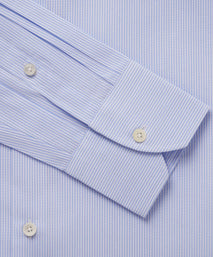 Sapphire Blue & White Slim Fit Panama Thin Stripe Formal Shirt